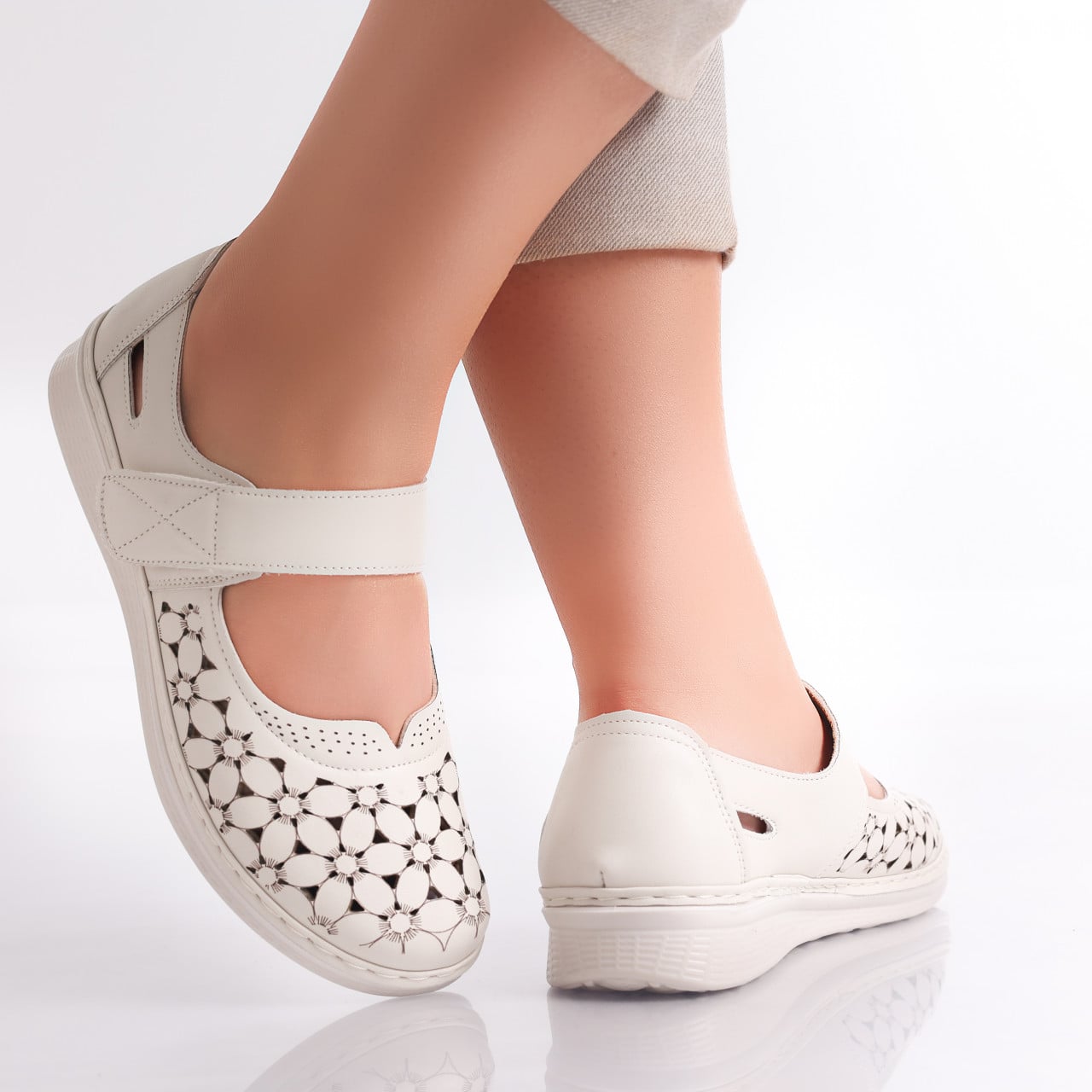 Pantofi dama casual Bej din Piele Ecologica Agali - poza 3