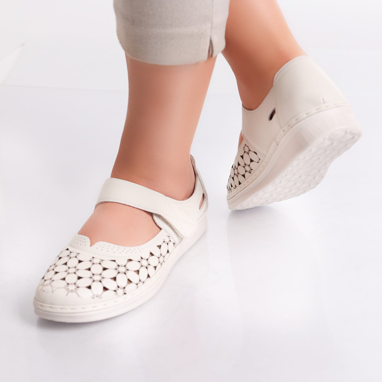 Pantofi dama casual Bej din Piele Ecologica Agali - poza 4