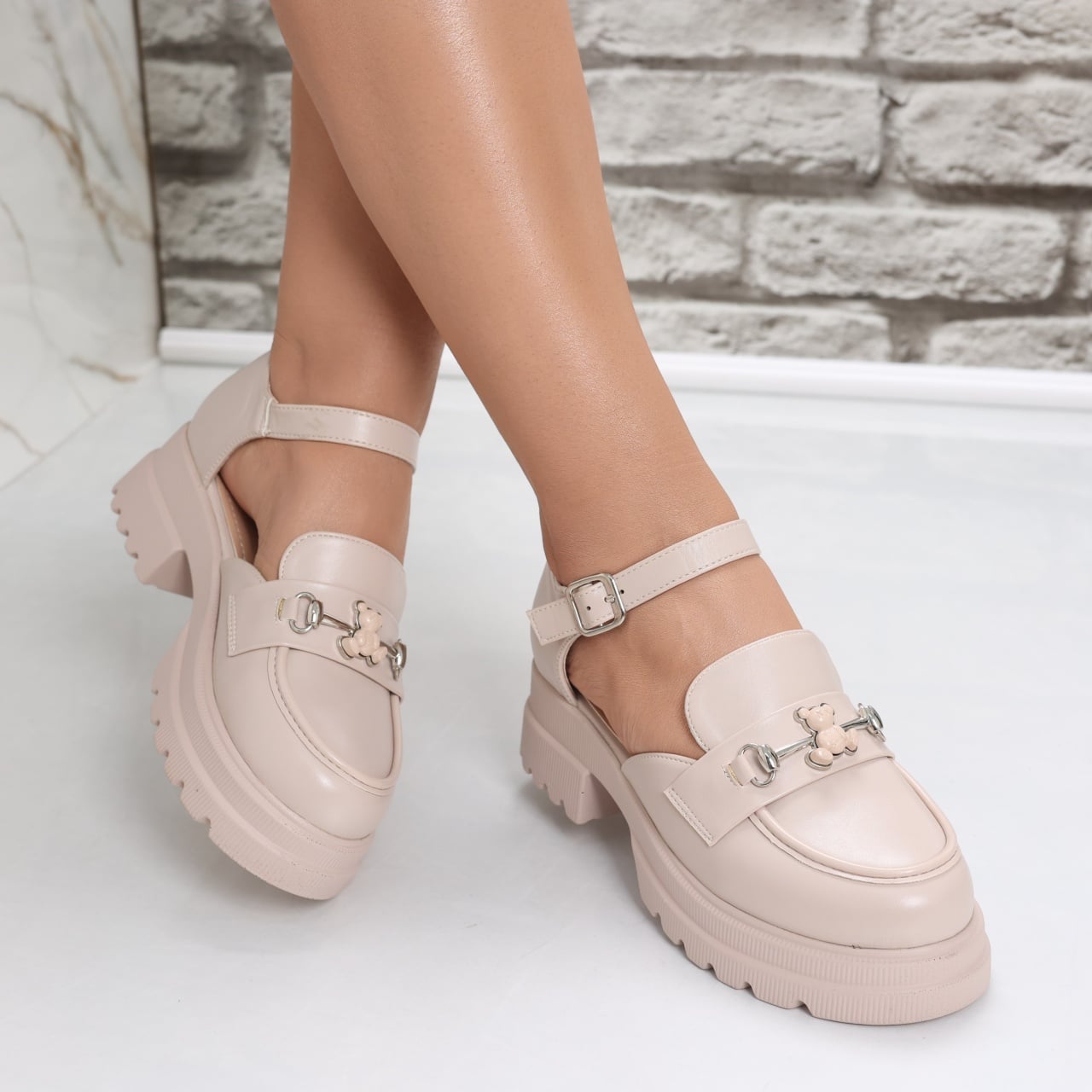 Pantofi dama Casual Bej din Piele Ecologica Aina - poza 3