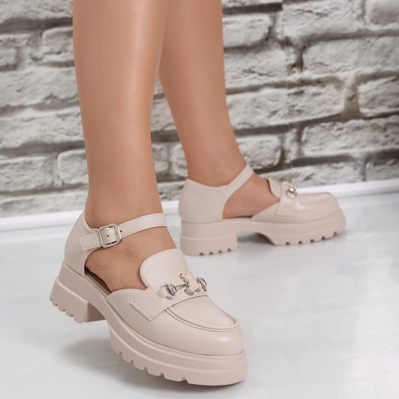 Pantofi dama Casual Bej din Piele Ecologica Aina - poza 5