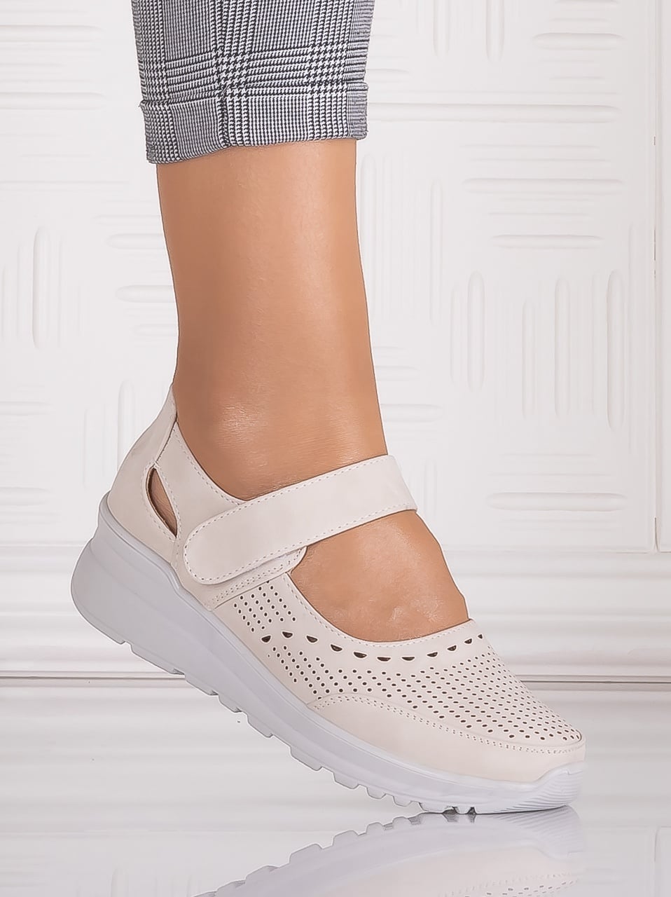 Pantofi dama casual Bej din Piele Ecologica Altoia - poza 1