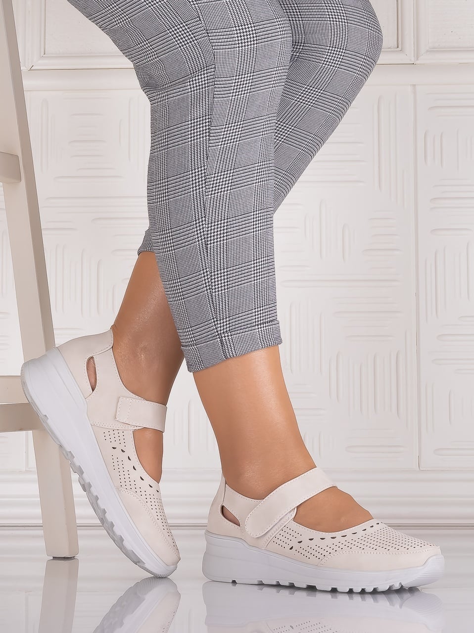 Pantofi dama casual Bej din Piele Ecologica Altoia - poza 2