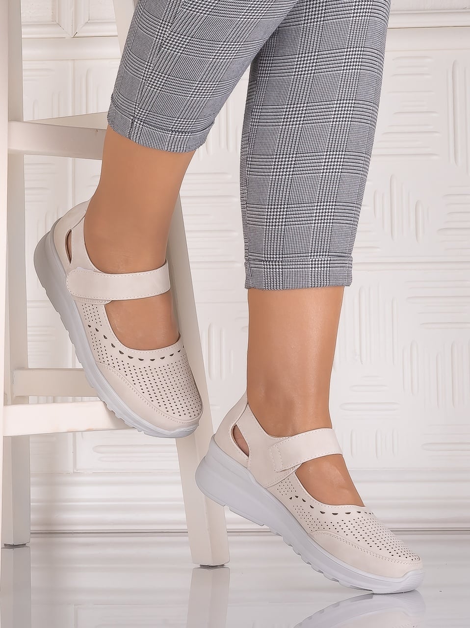 Pantofi dama casual Bej din Piele Ecologica Altoia - poza 3