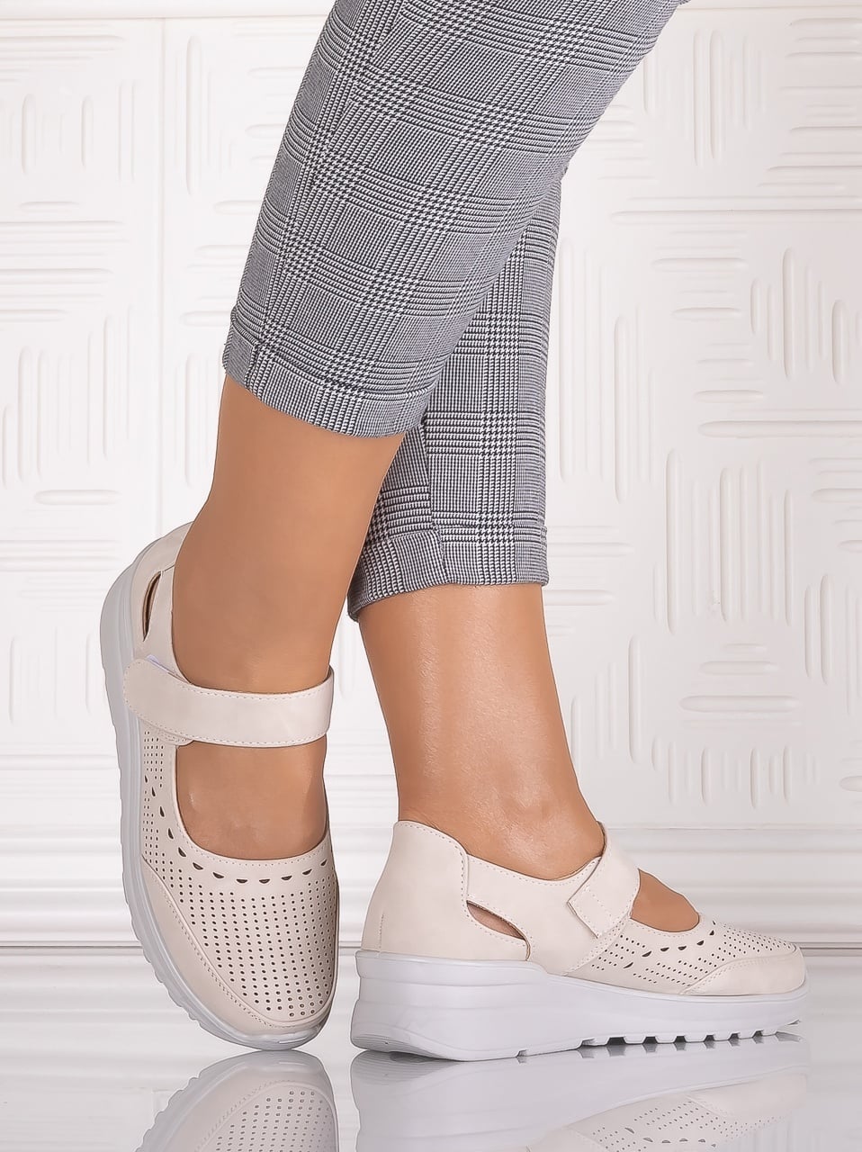 Pantofi dama casual Bej din Piele Ecologica Altoia - poza 4
