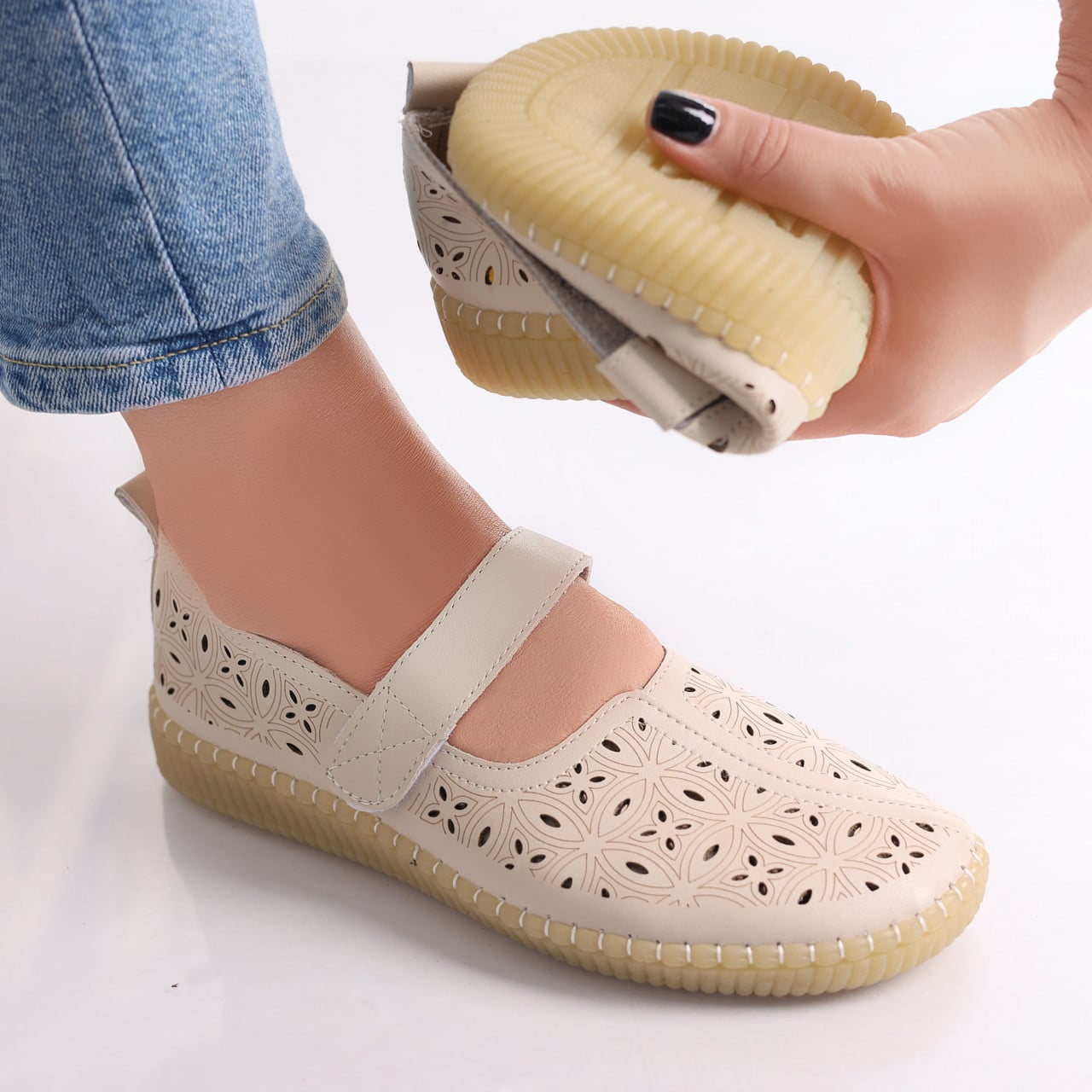 Pantofi dama casual Bej din Piele Ecologica Amata - poza 1