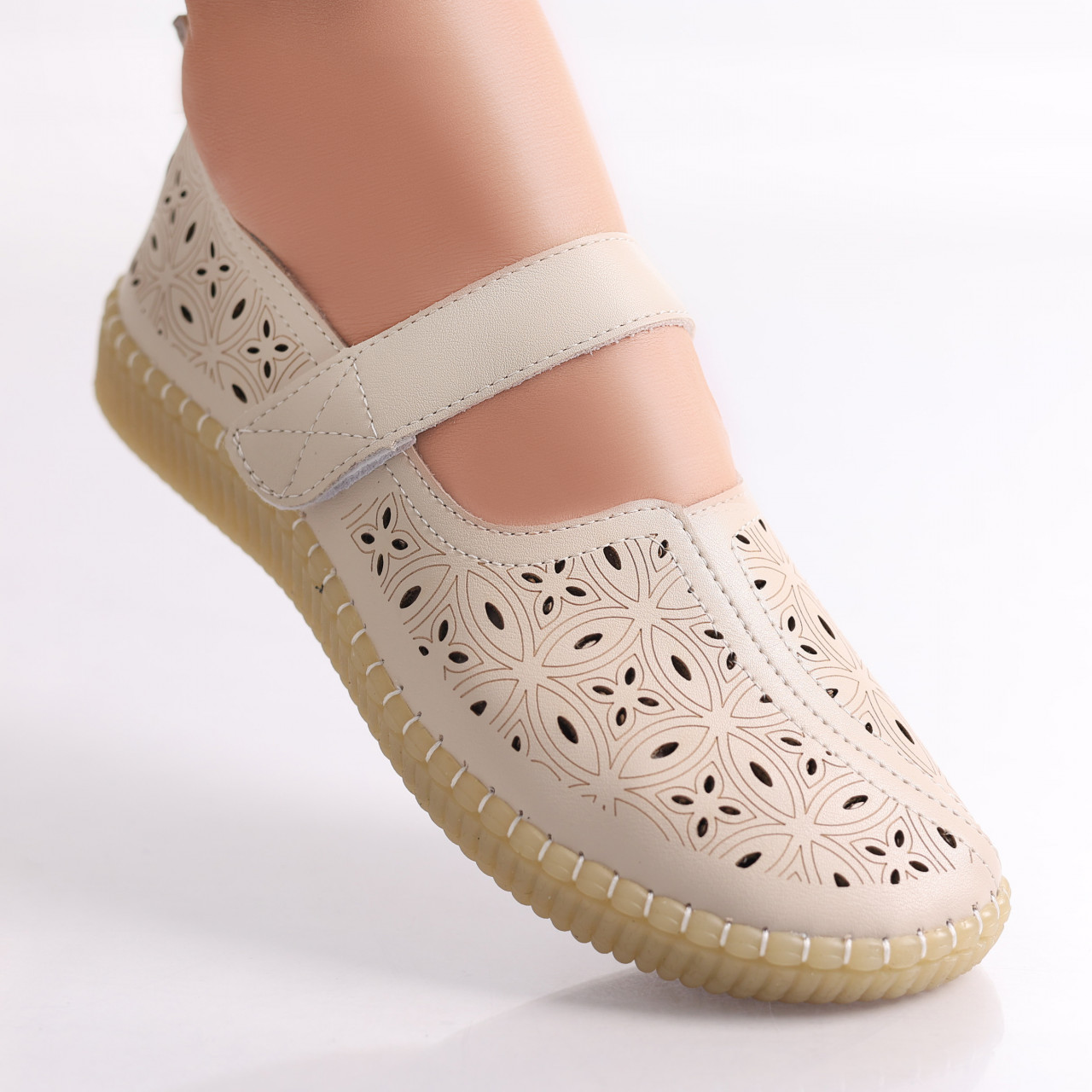 Pantofi dama casual Bej din Piele Ecologica Amata - poza 3