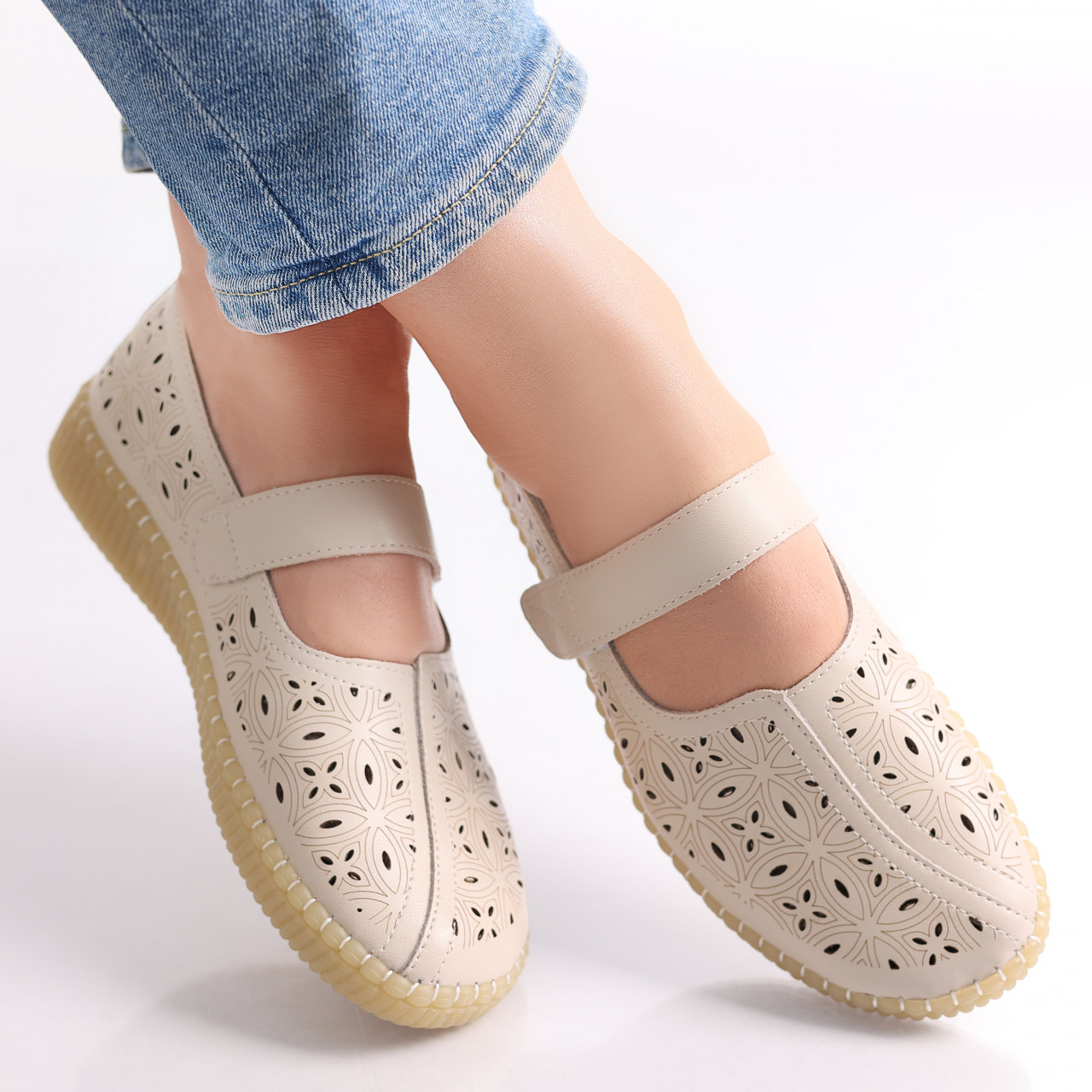 Pantofi dama casual Bej din Piele Ecologica Amata - poza 4