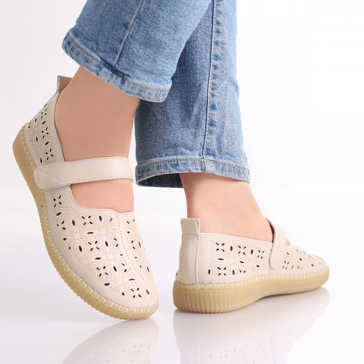 Pantofi dama casual Bej din Piele Ecologica Amata - poza 5