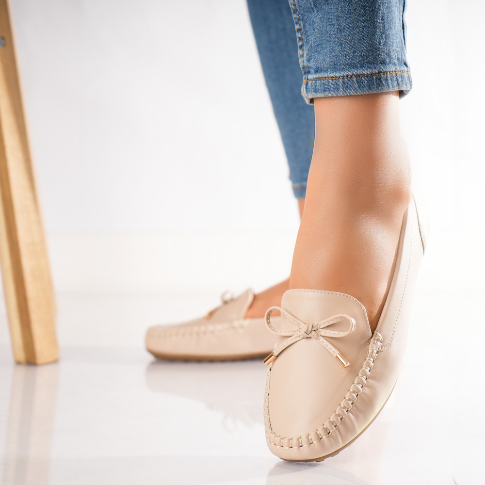 Pantofi dama casual Bej din Piele Ecologica Amelia - poza 2