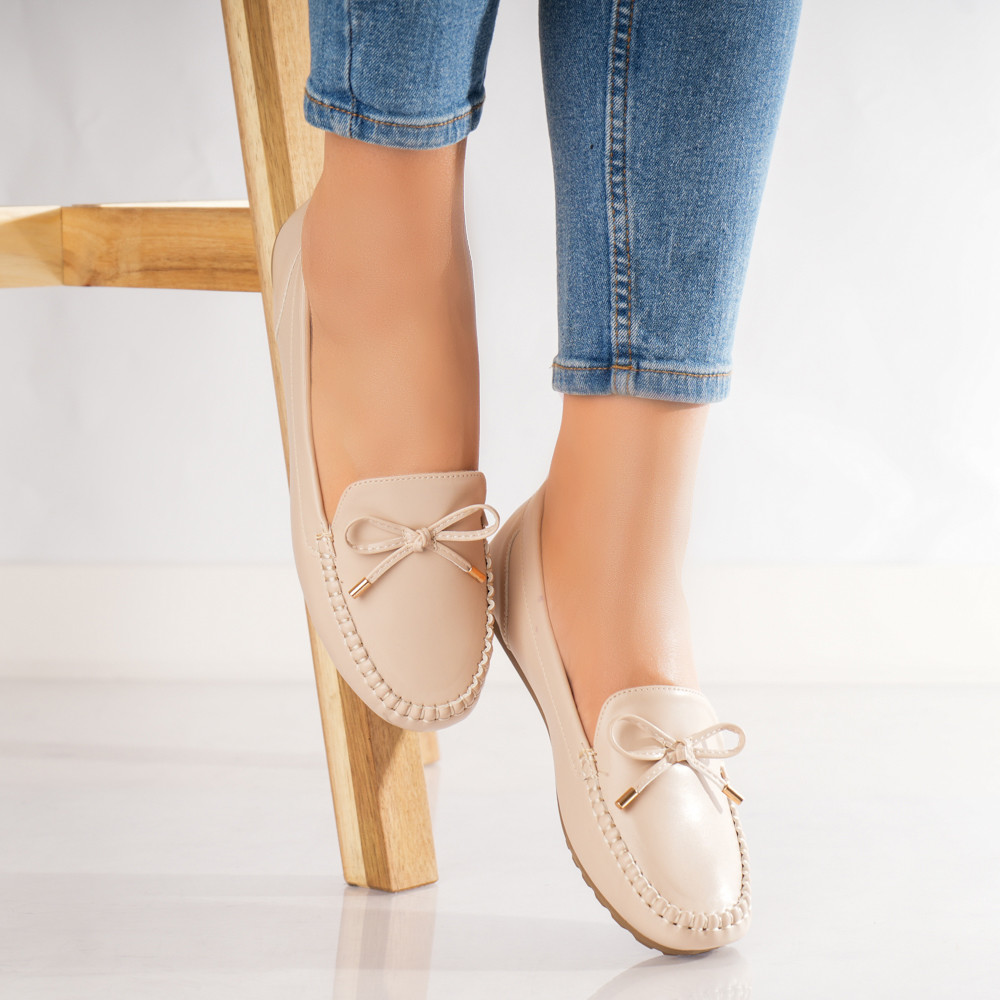 Pantofi dama casual Bej din Piele Ecologica Amelia - poza 4
