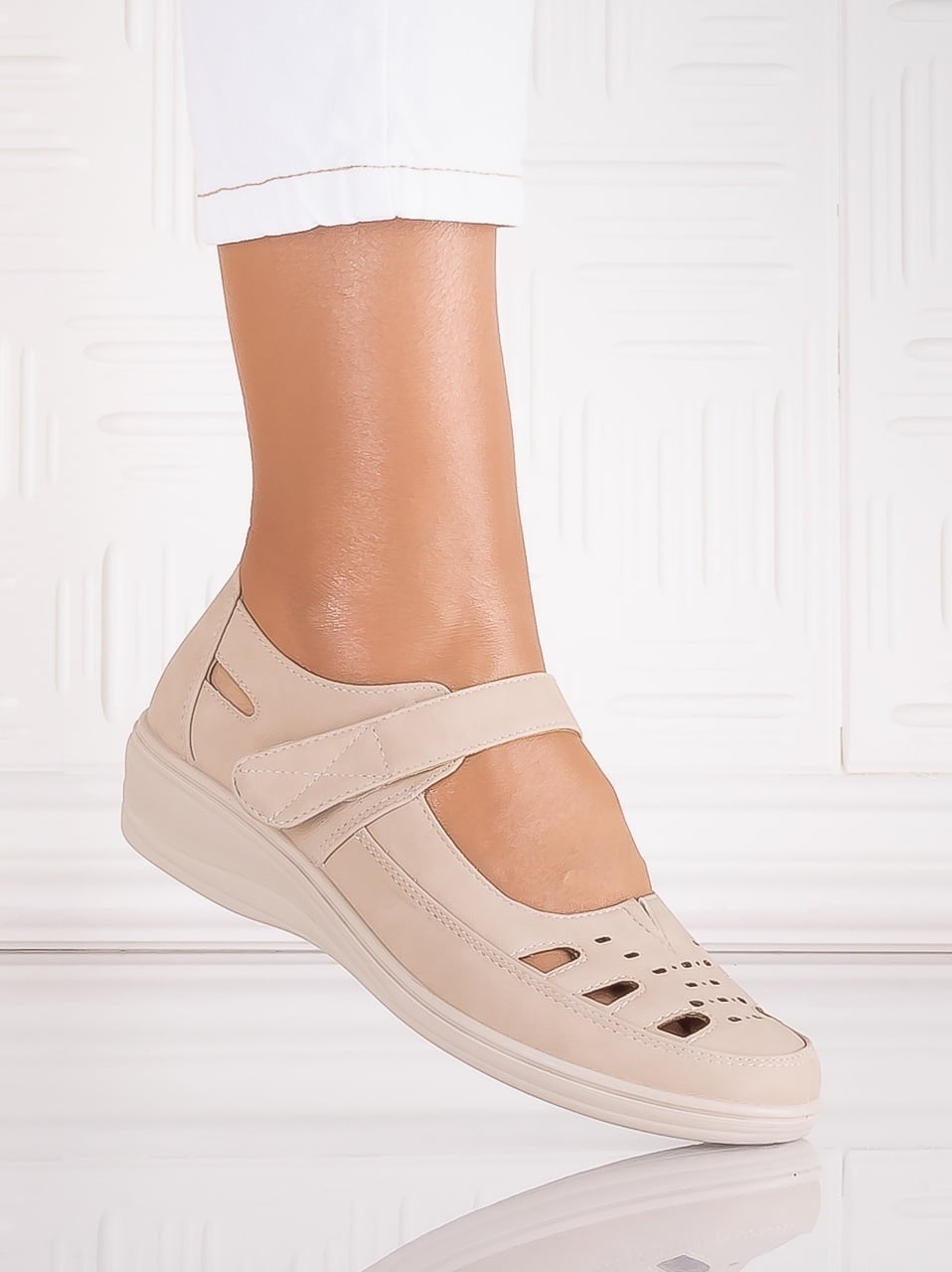 Pantofi dama casual Bej din Piele Ecologica Araua - poza 1