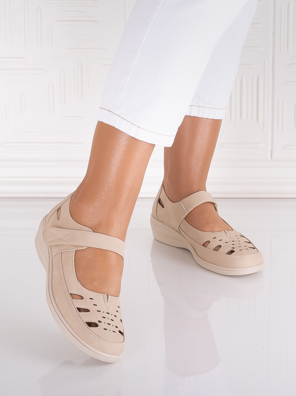 Pantofi dama casual Bej din Piele Ecologica Araua - poza 5