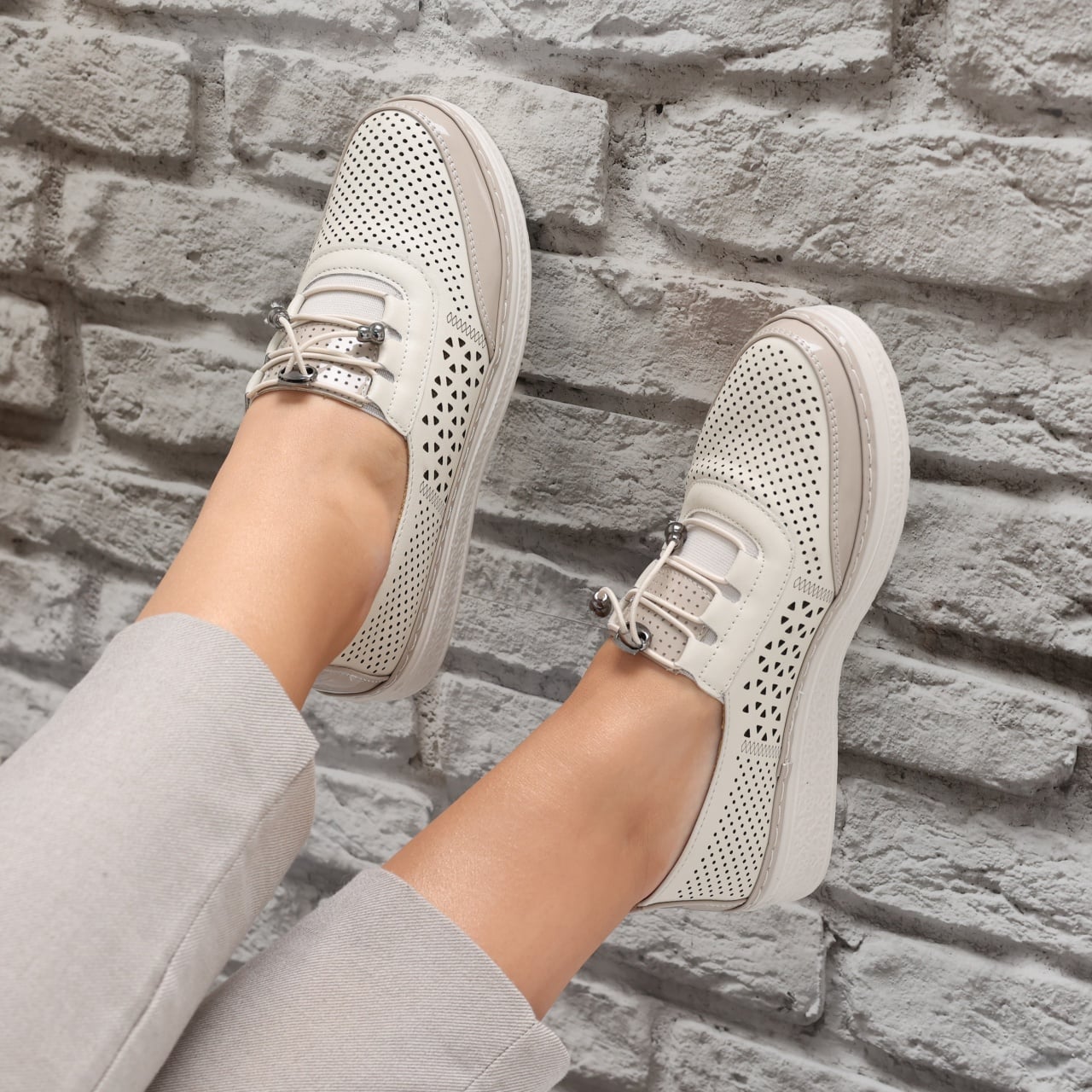 Pantofi dama casual Bej din Piele Ecologica Ascan - poza 1