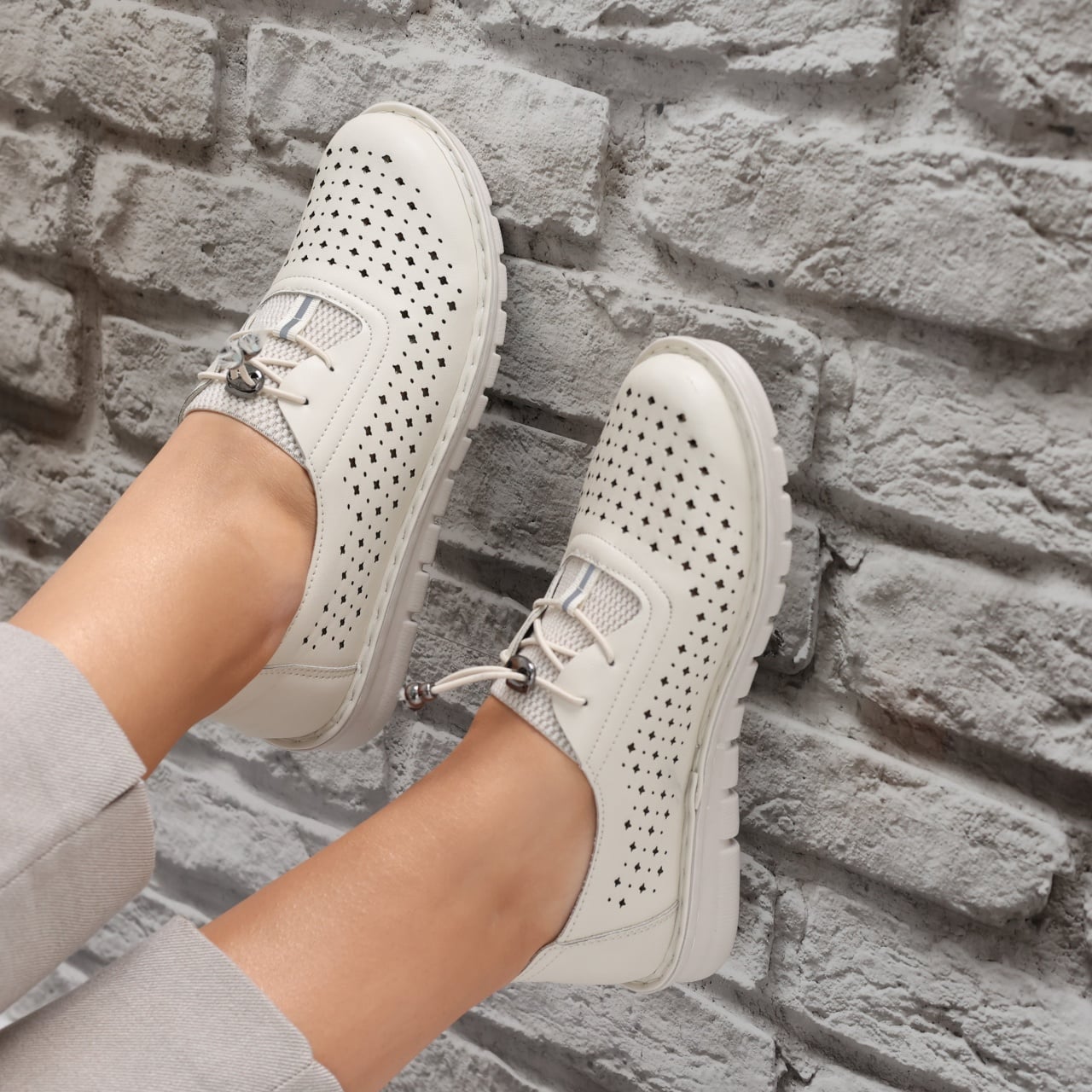 Pantofi dama casual Bej din Piele Ecologica Aseva - poza 1