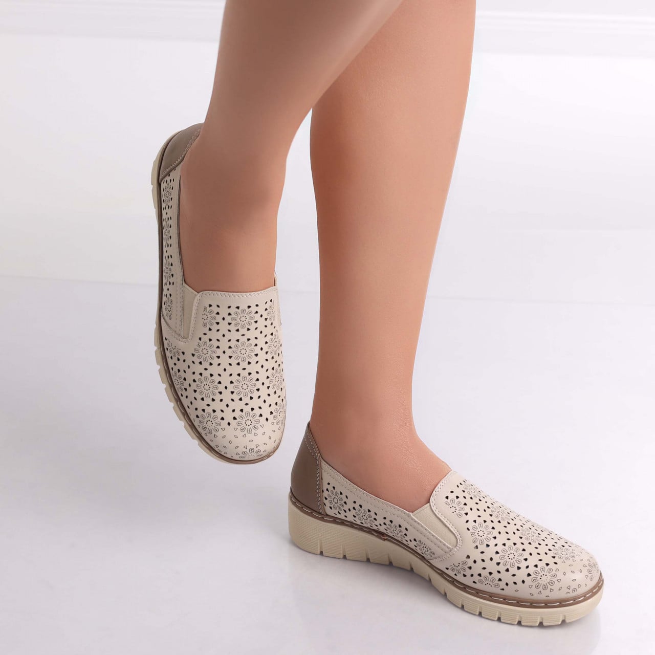 Pantofi dama casual Bej din Piele Ecologica Atsoi - poza 5