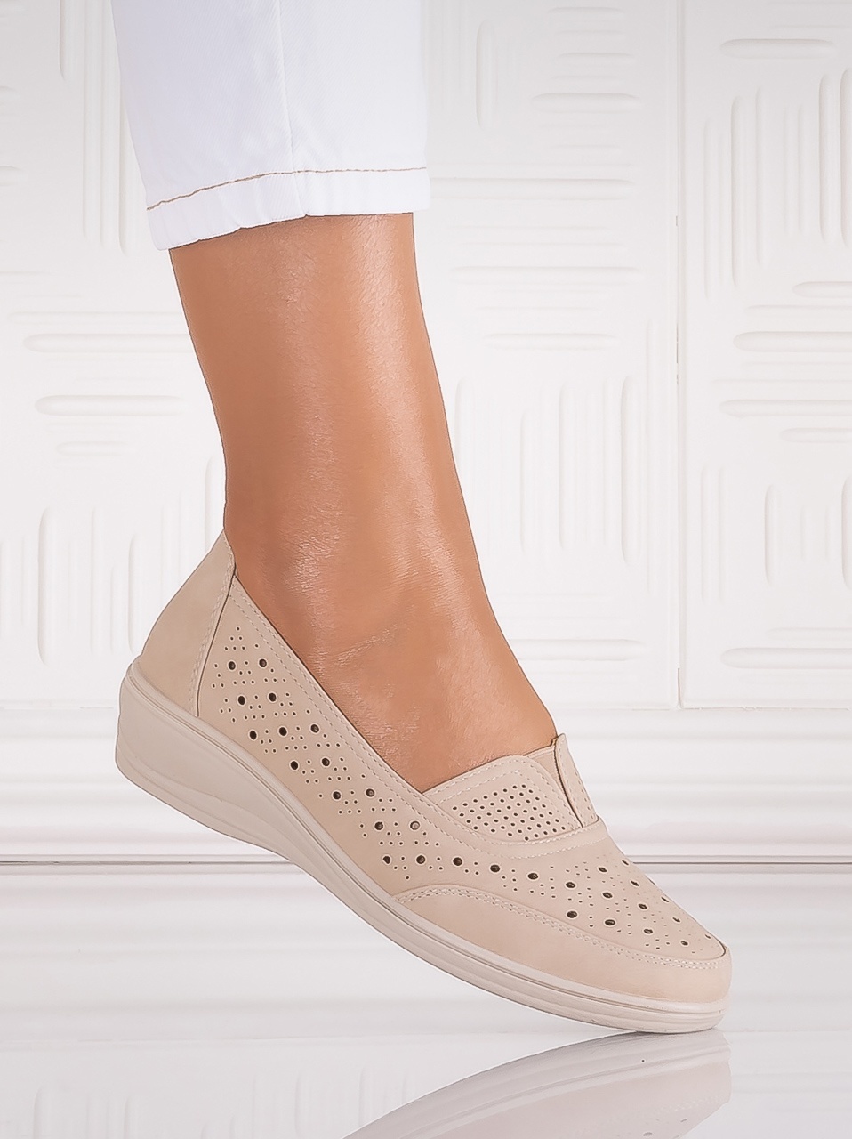 Pantofi dama casual Bej din Piele Ecologica Audara - poza 4