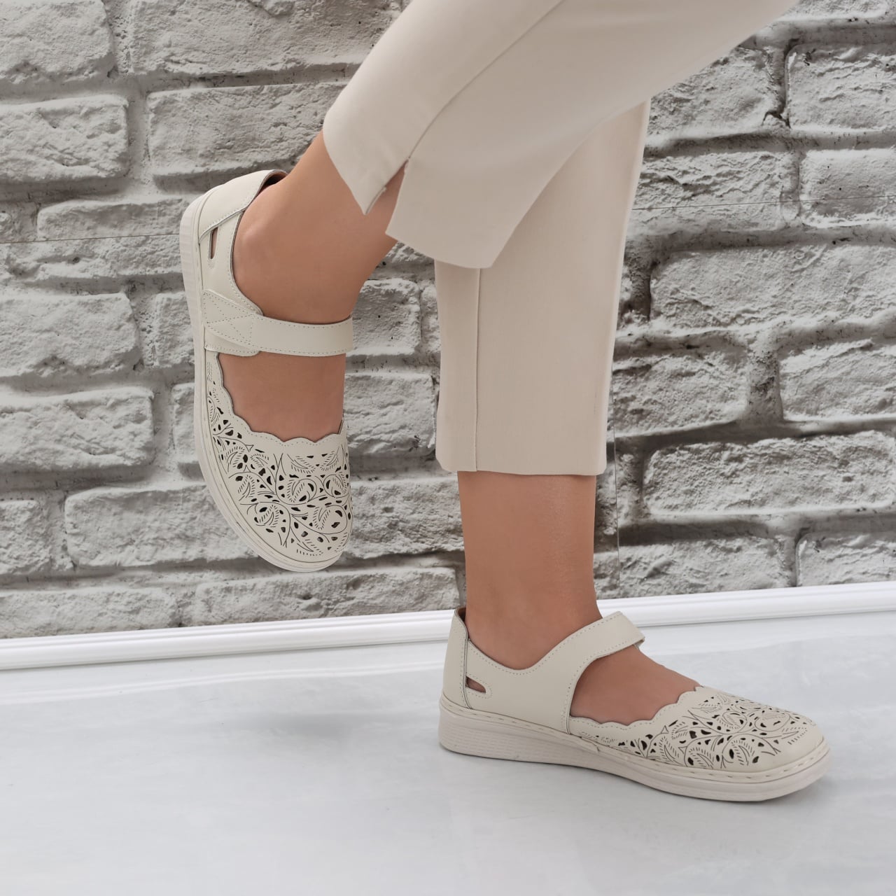 Pantofi dama casual Bej din Piele Ecologica Blaymi - poza 3