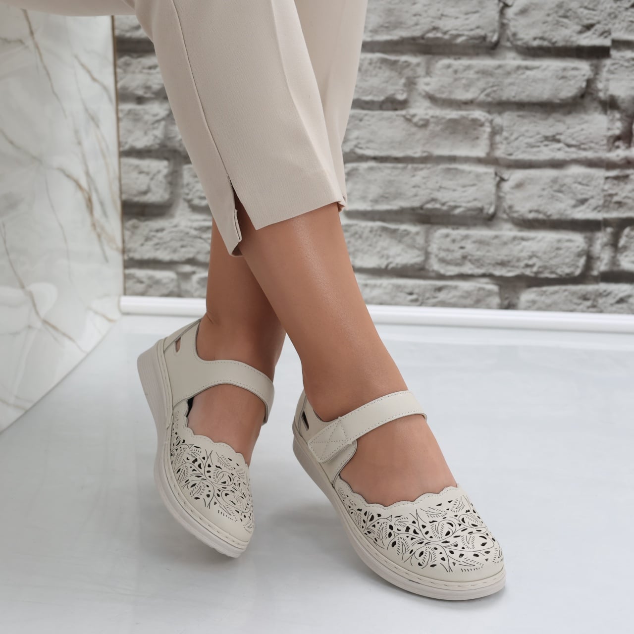 Pantofi dama casual Bej din Piele Ecologica Blaymi - poza 4