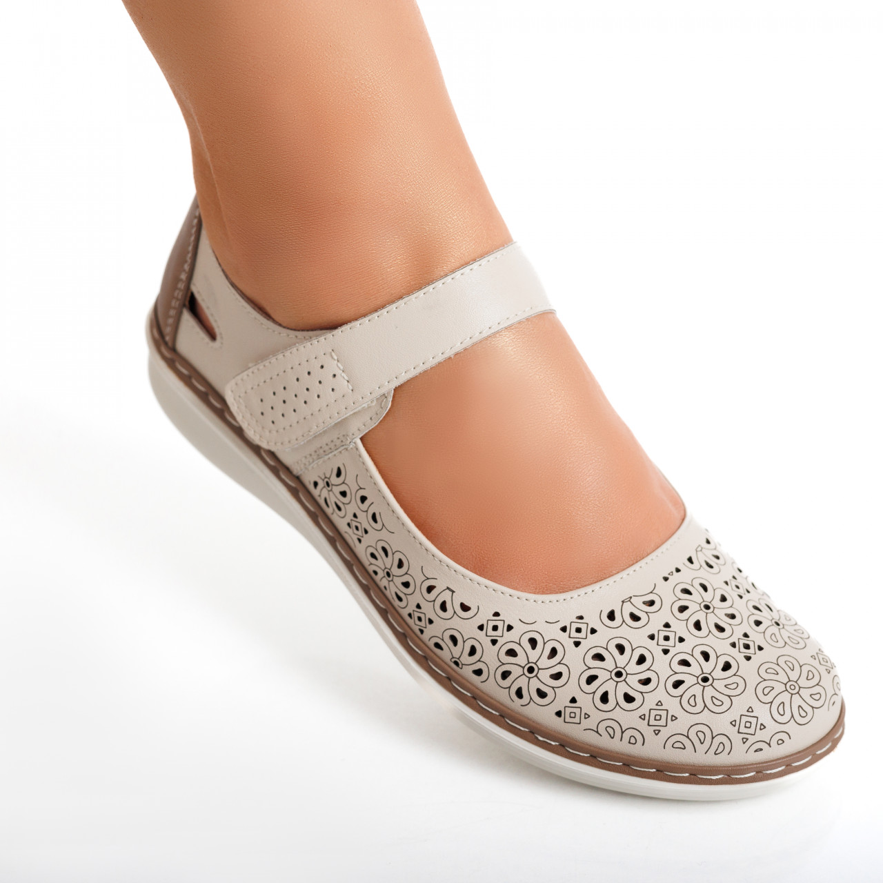 Pantofi dama casual Bej din Piele Ecologica Careta - poza 4