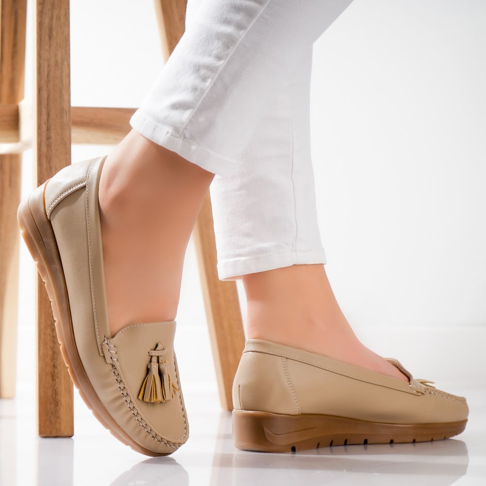 Pantofi dama casual Bej din Piele Ecologica Casane - poza 2