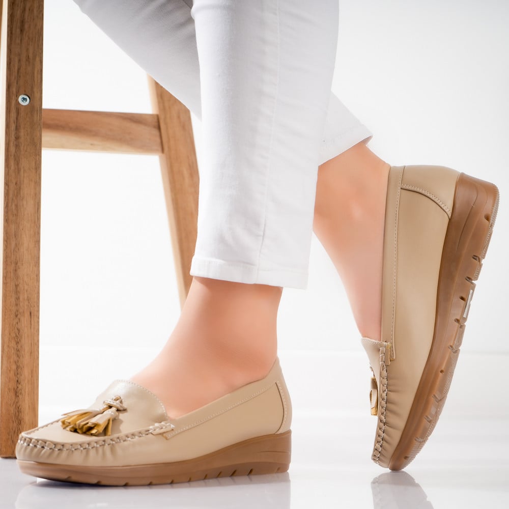 Pantofi dama casual Bej din Piele Ecologica Casane - poza 3