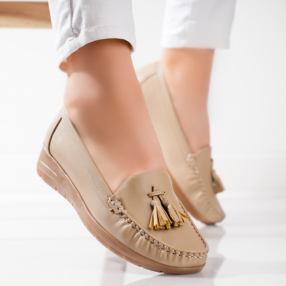 Pantofi dama casual Bej din Piele Ecologica Casane - poza 4