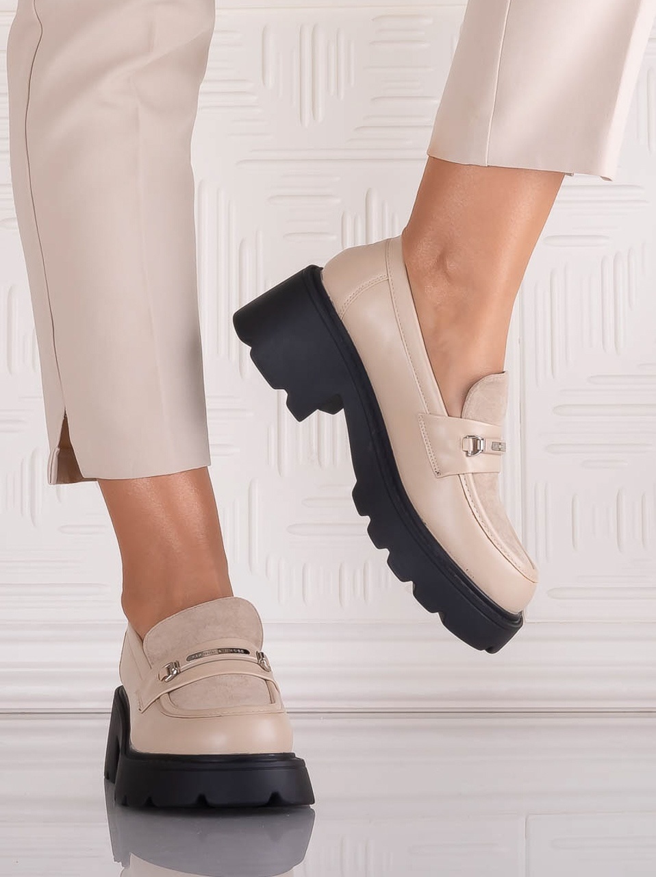 Pantofi dama casual Bej din Piele Ecologica Catilea - poza 4