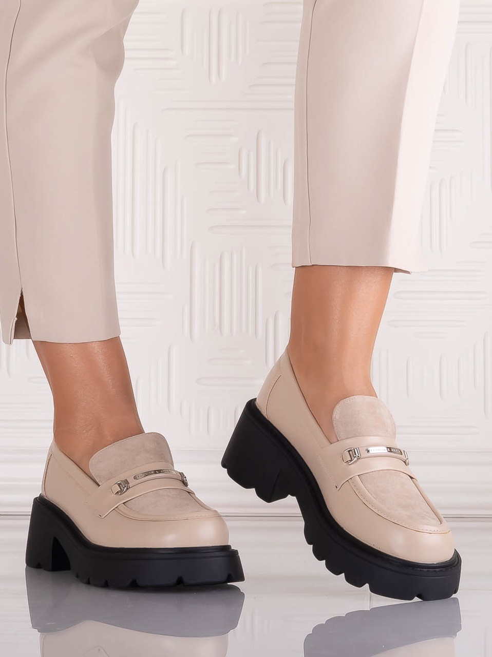 Pantofi dama casual Bej din Piele Ecologica Catilea - poza 5