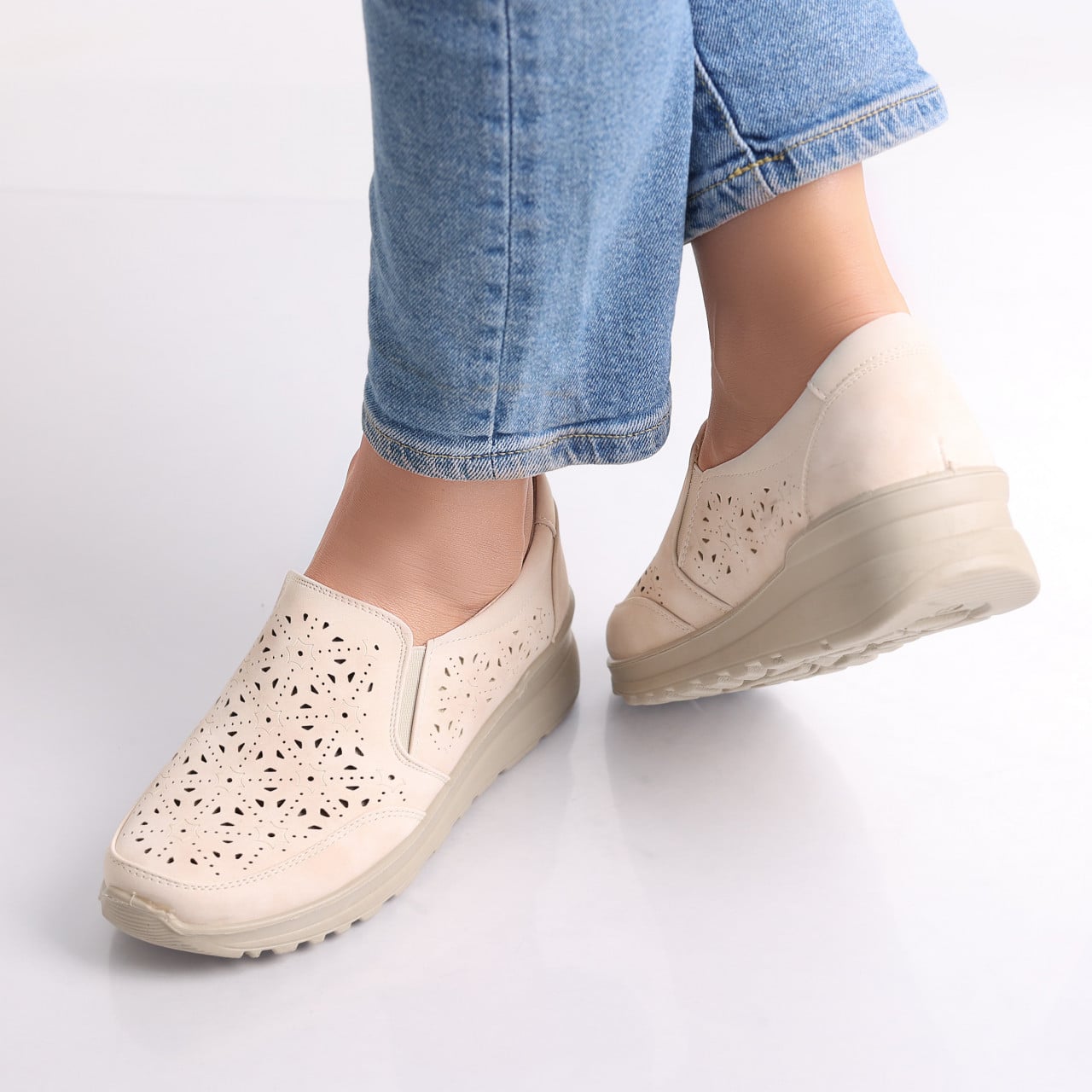 Pantofi dama casual Bej din Piele Ecologica Corza - poza 4