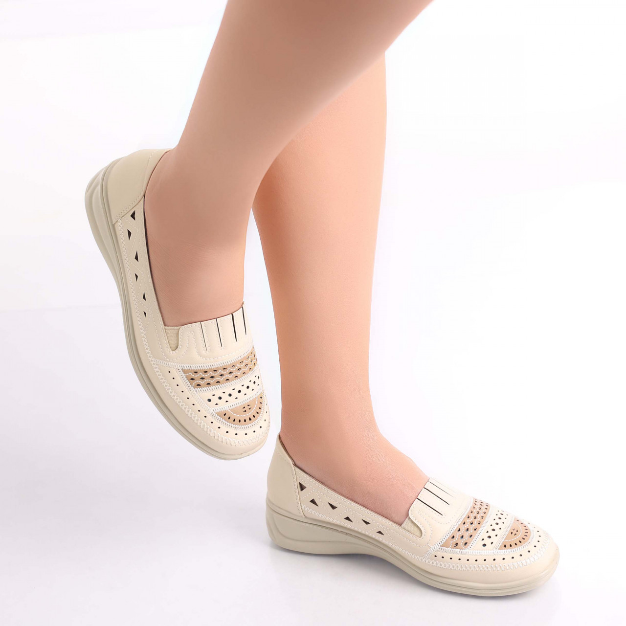 Pantofi dama casual Bej din Piele Ecologica Dameo - poza 5