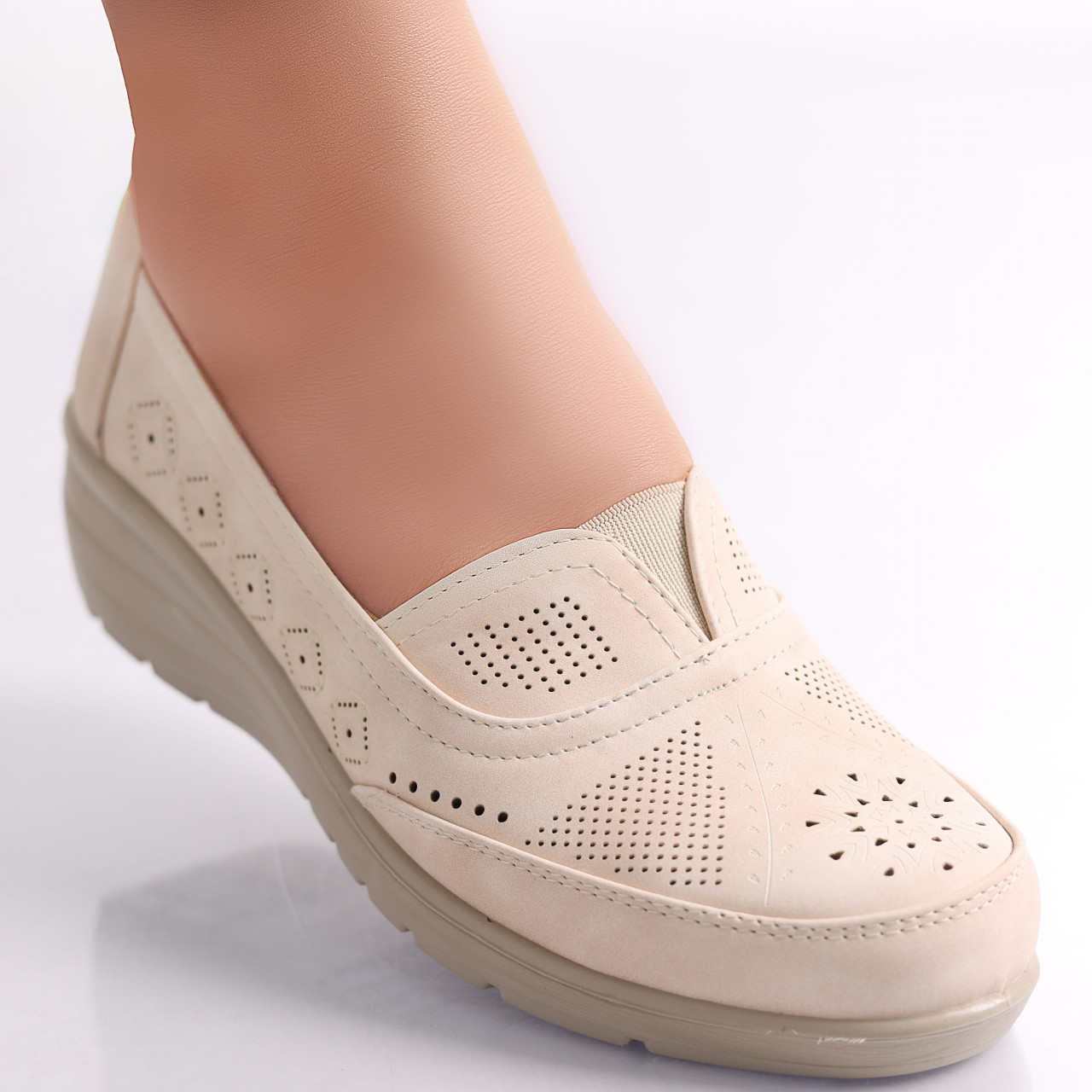 Pantofi dama casual Bej din Piele Ecologica Dinda - poza 2