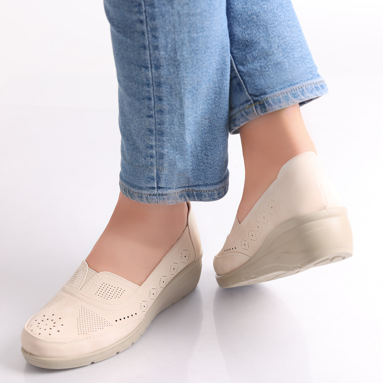 Pantofi dama casual Bej din Piele Ecologica Dinda - poza 4