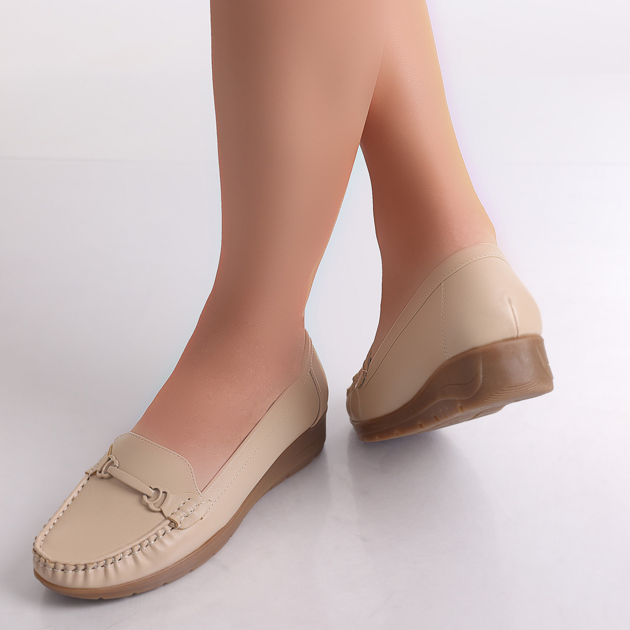 Pantofi dama casual Bej din Piele Ecologica Enasa - poza 4