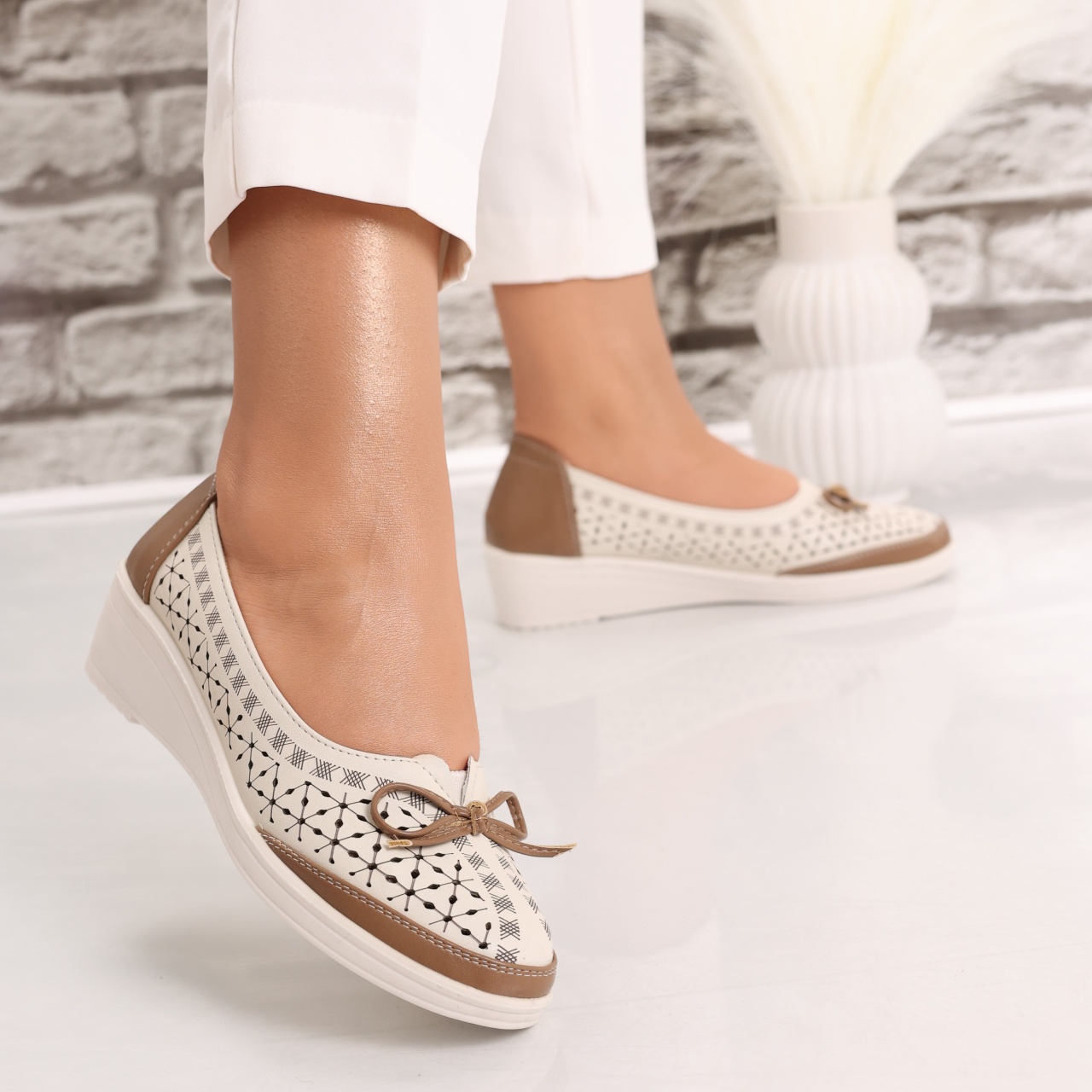 Pantofi dama casual Bej din Piele Ecologica Fariha - poza 3