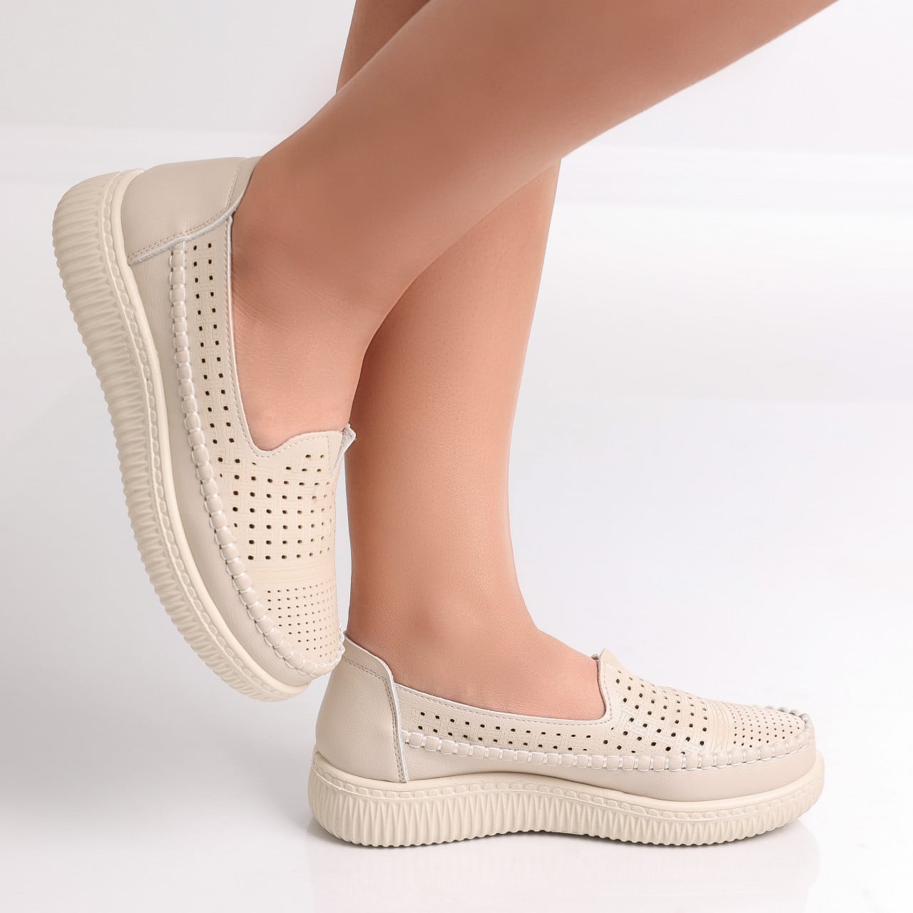 Pantofi dama casual Bej din Piele Ecologica Garena - poza 5