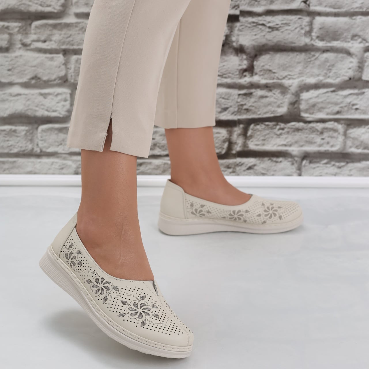 Pantofi dama casual Bej din Piele Ecologica Ilana - poza 1