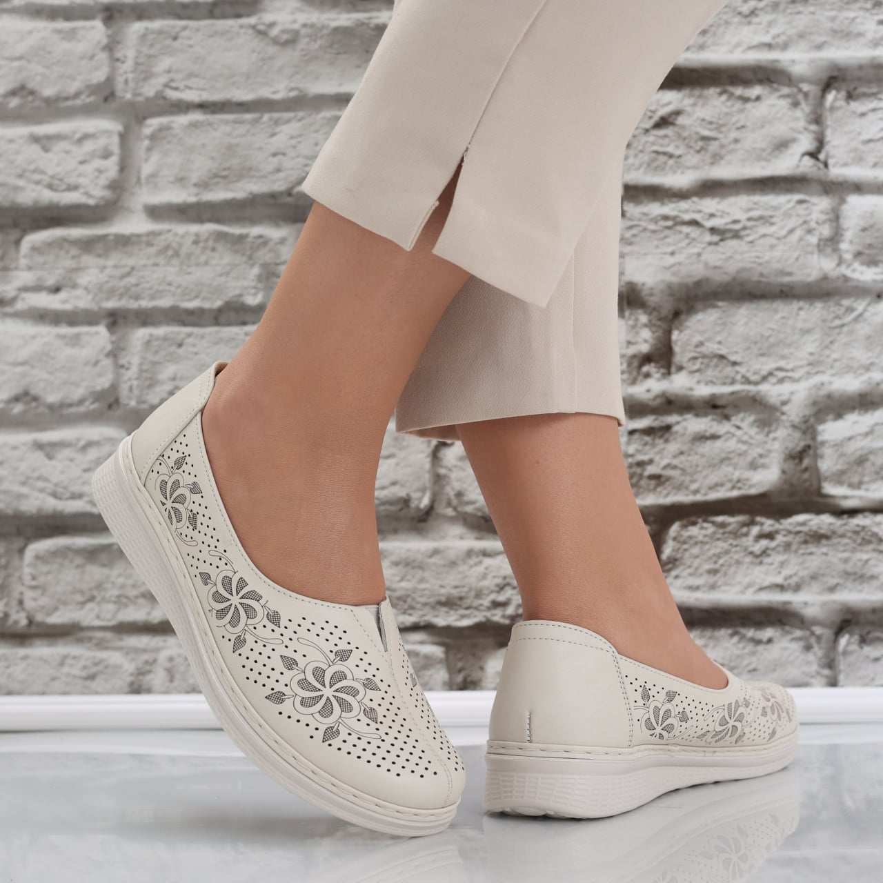 Pantofi dama casual Bej din Piele Ecologica Ilana - poza 4
