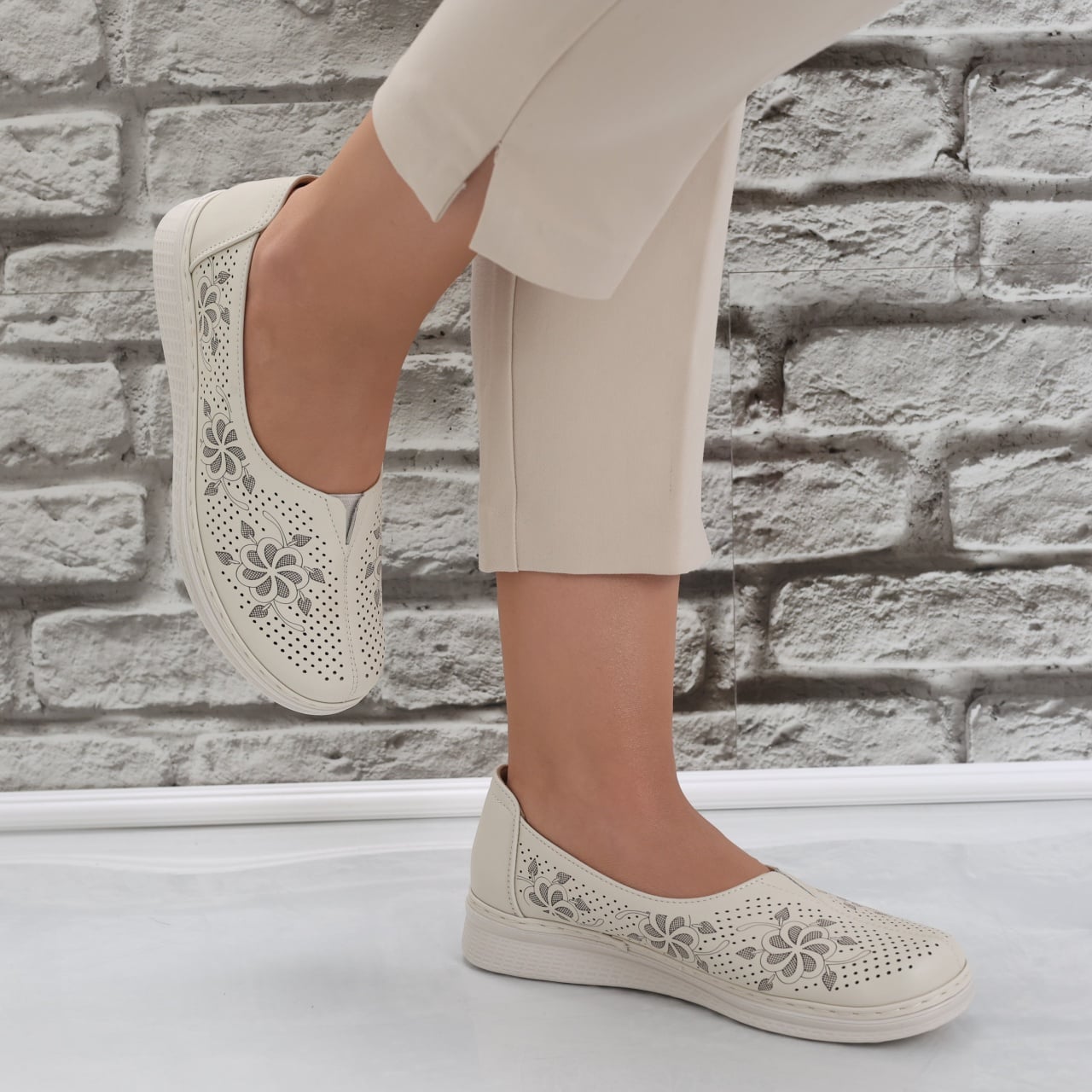Pantofi dama casual Bej din Piele Ecologica Ilana - poza 5