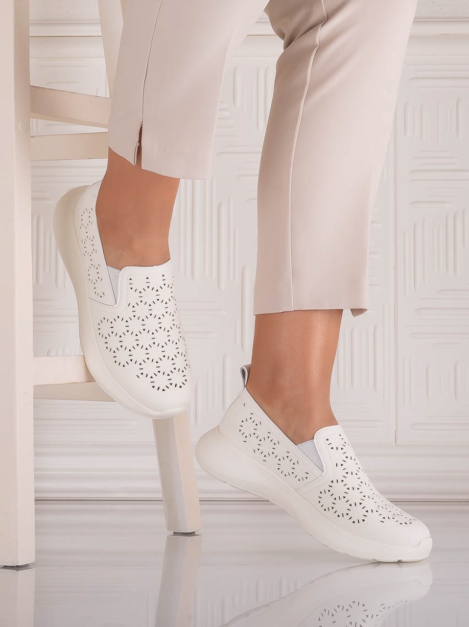 Pantofi dama Casual Bej din Piele Ecologica Irinea - poza 2
