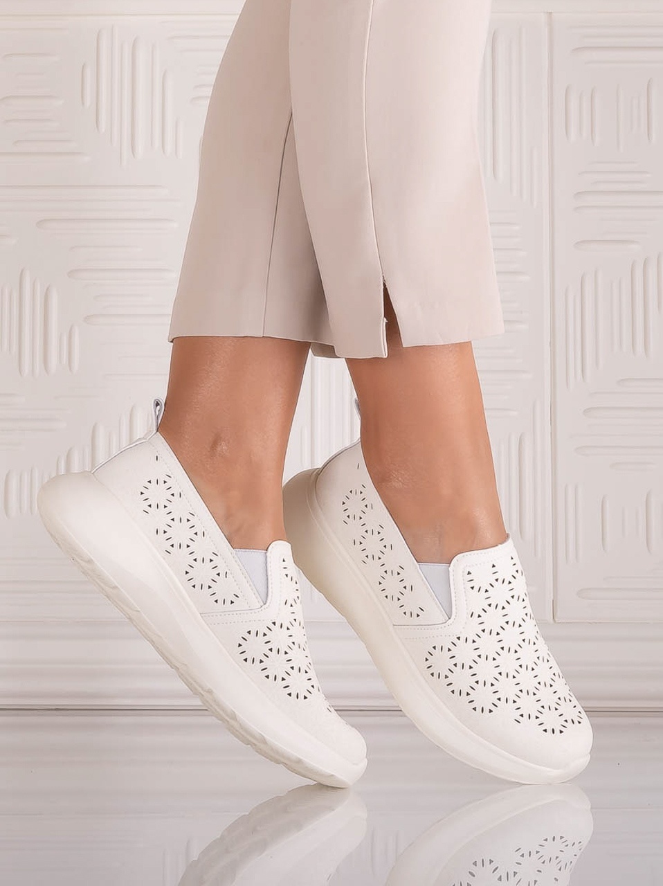 Pantofi dama Casual Bej din Piele Ecologica Irinea - poza 3