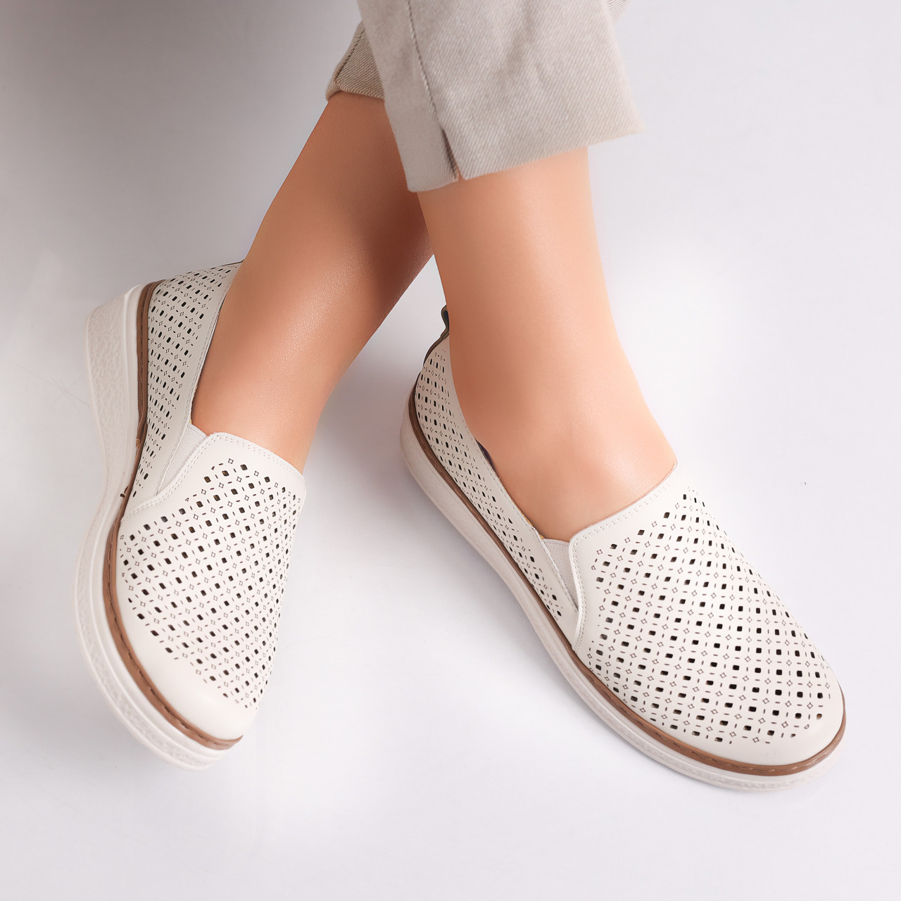 Pantofi dama casual Bej din Piele Ecologica Ismar - poza 5