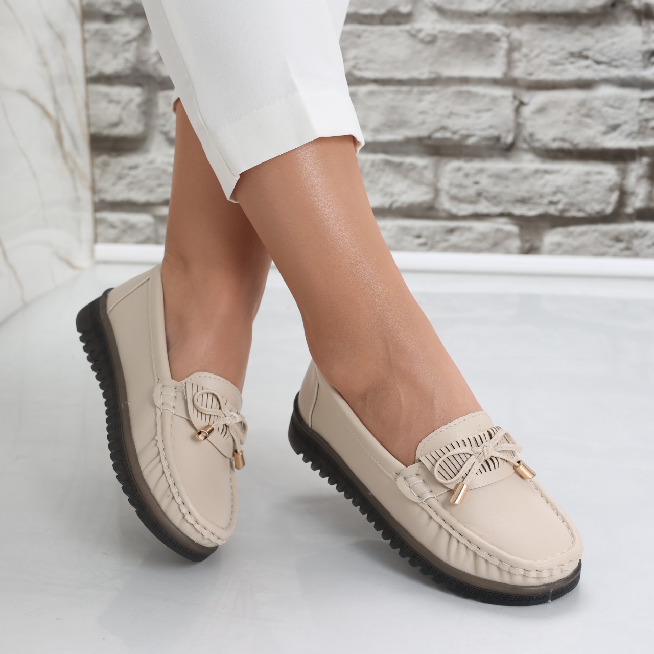 Pantofi dama casual Bej din Piele Ecologica Jinan - poza 2