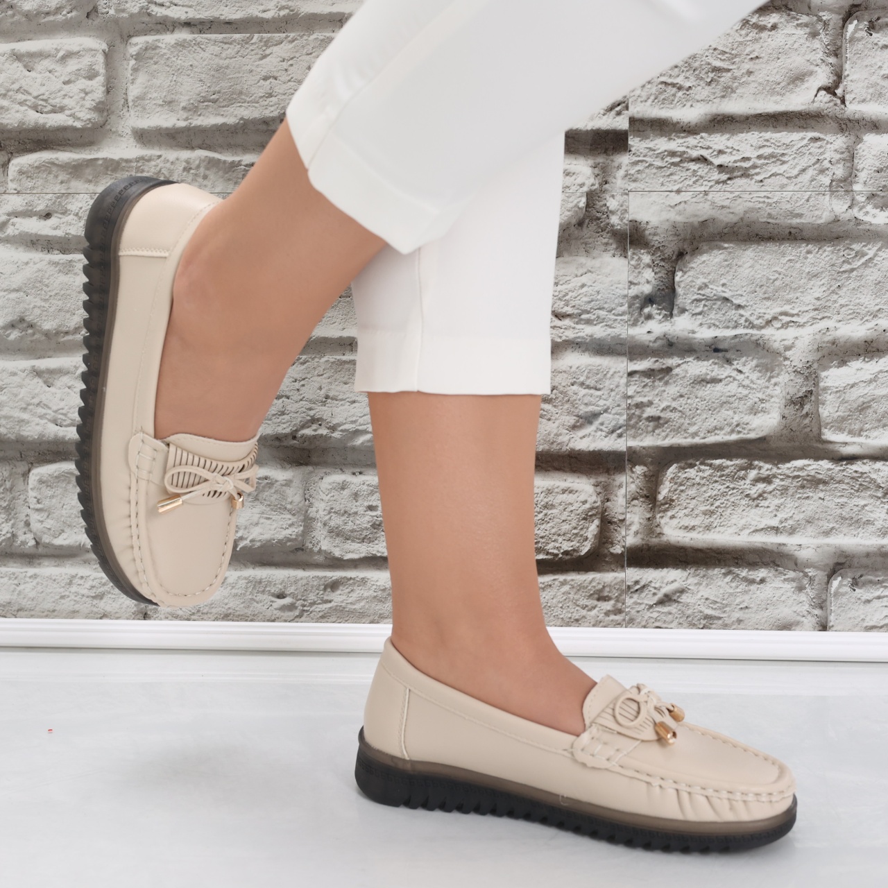 Pantofi dama casual Bej din Piele Ecologica Jinan - poza 4