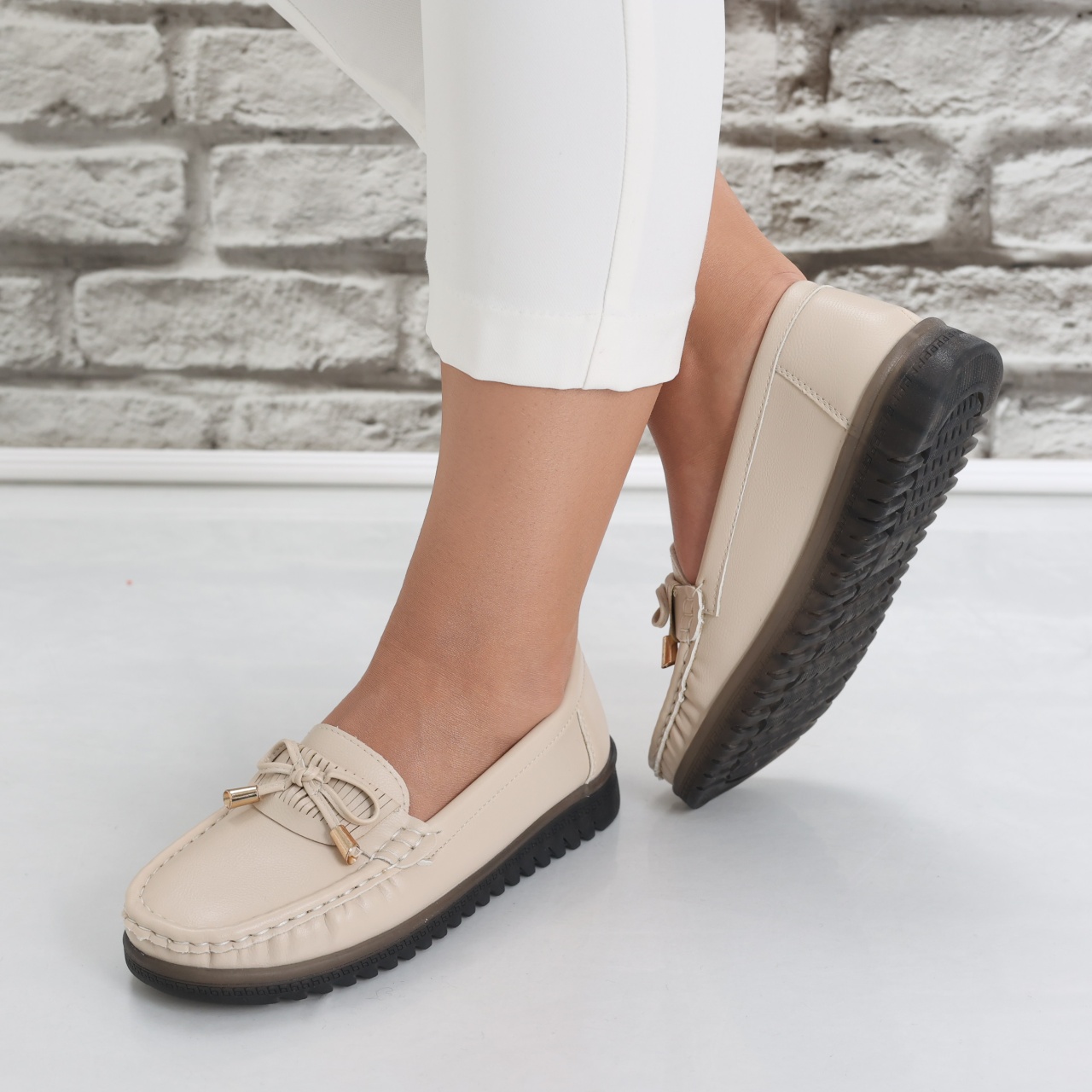 Pantofi dama casual Bej din Piele Ecologica Jinan - poza 5