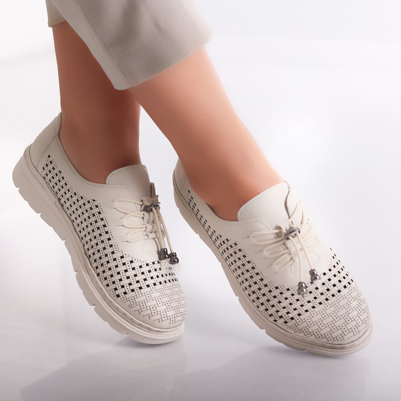 Pantofi dama casual Bej din Piele Ecologica Julisa - poza 1