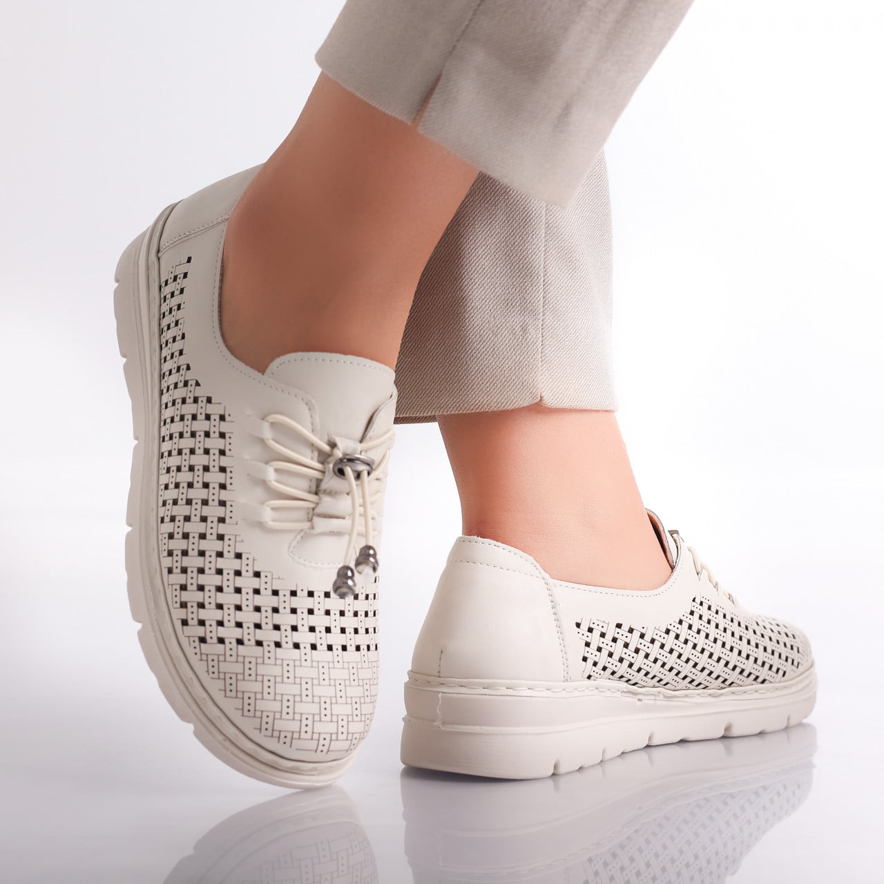 Pantofi dama casual Bej din Piele Ecologica Julisa - poza 2
