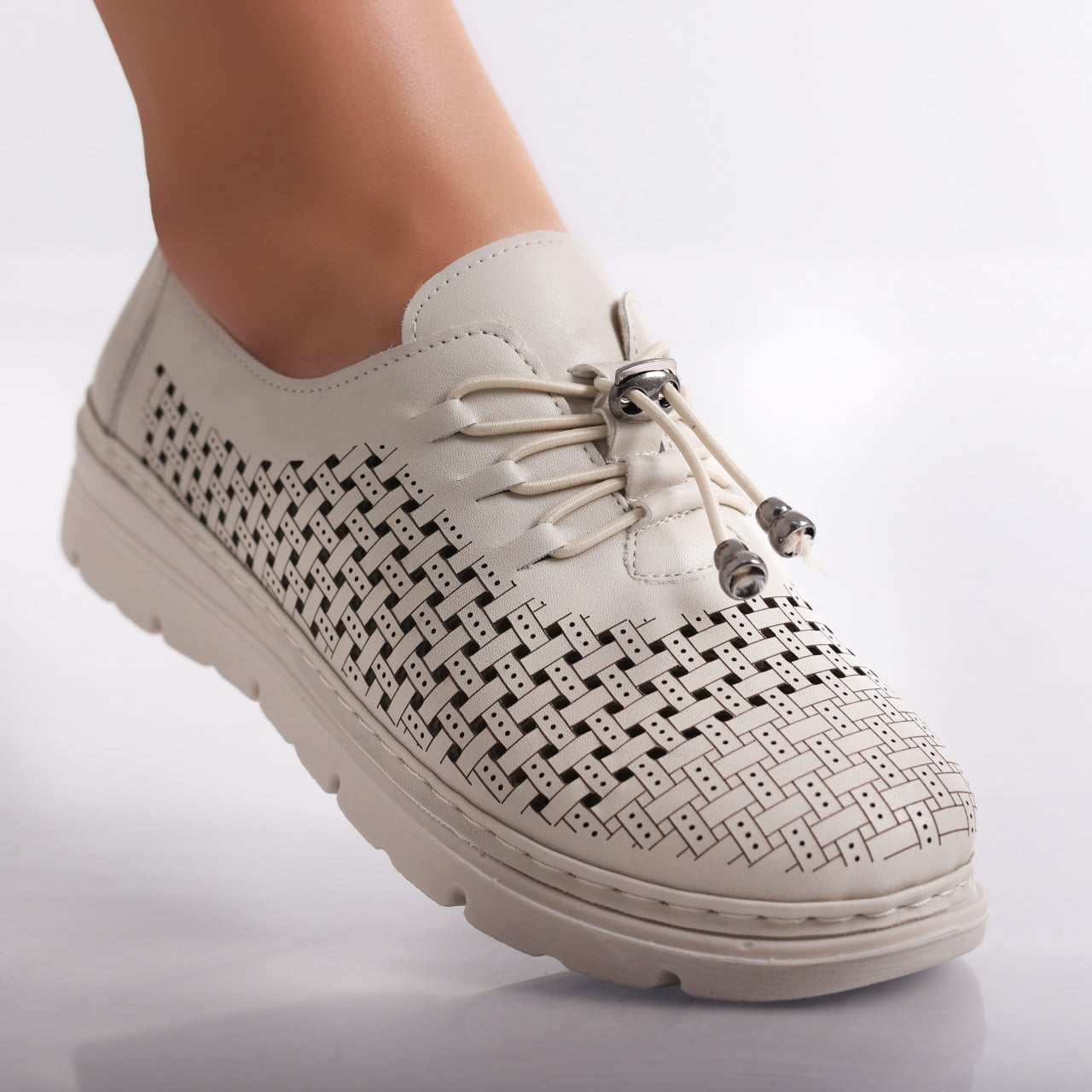 Pantofi dama casual Bej din Piele Ecologica Julisa - poza 3