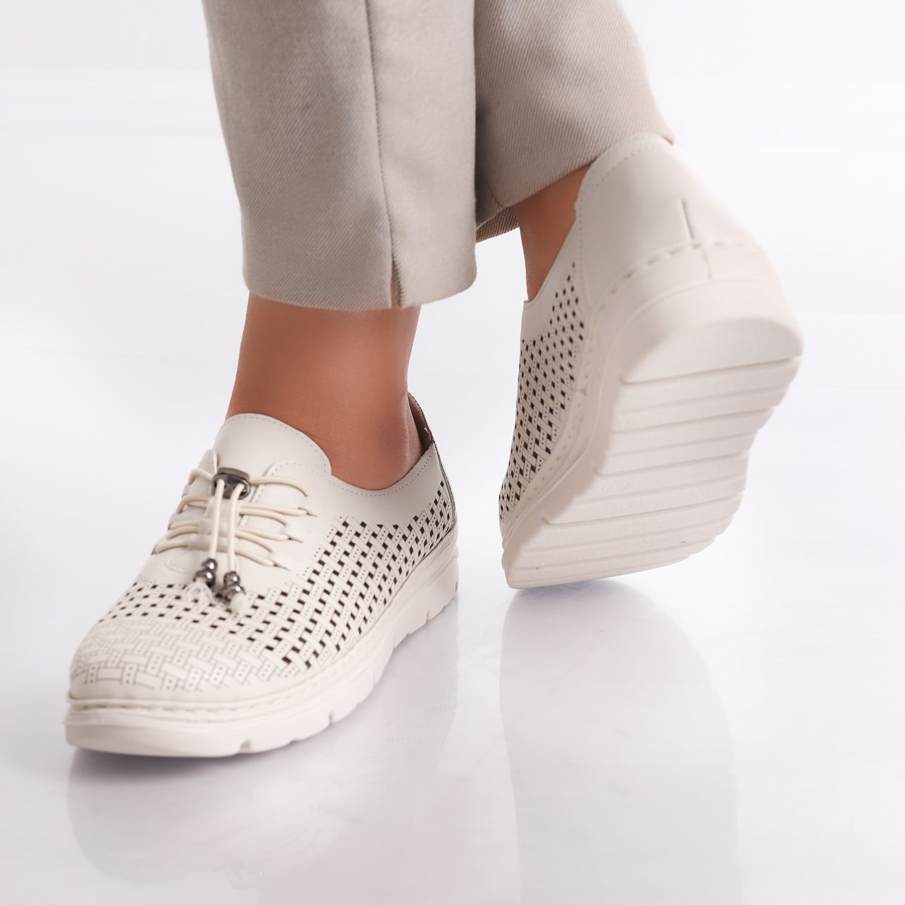 Pantofi dama casual Bej din Piele Ecologica Julisa - poza 4