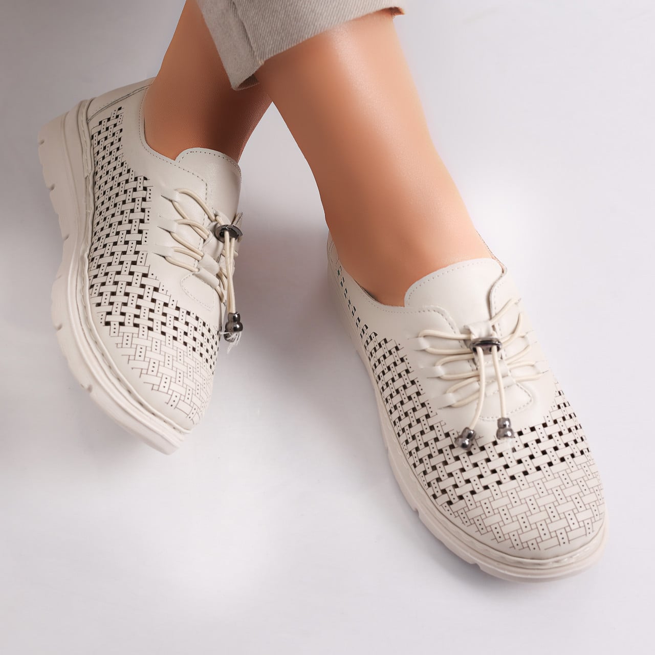Pantofi dama casual Bej din Piele Ecologica Julisa - poza 5