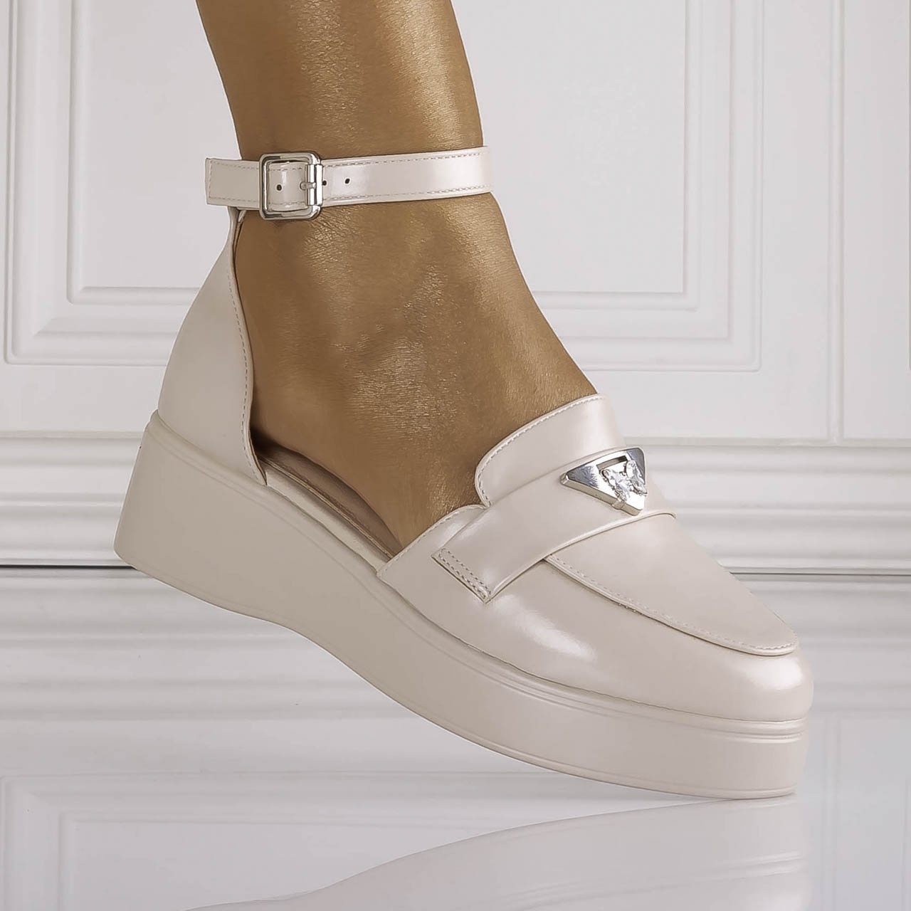 Pantofi dama Casual Bej din Piele Ecologica Kenia - poza 1